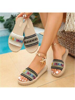 Woven Strap Open Toe Sandals